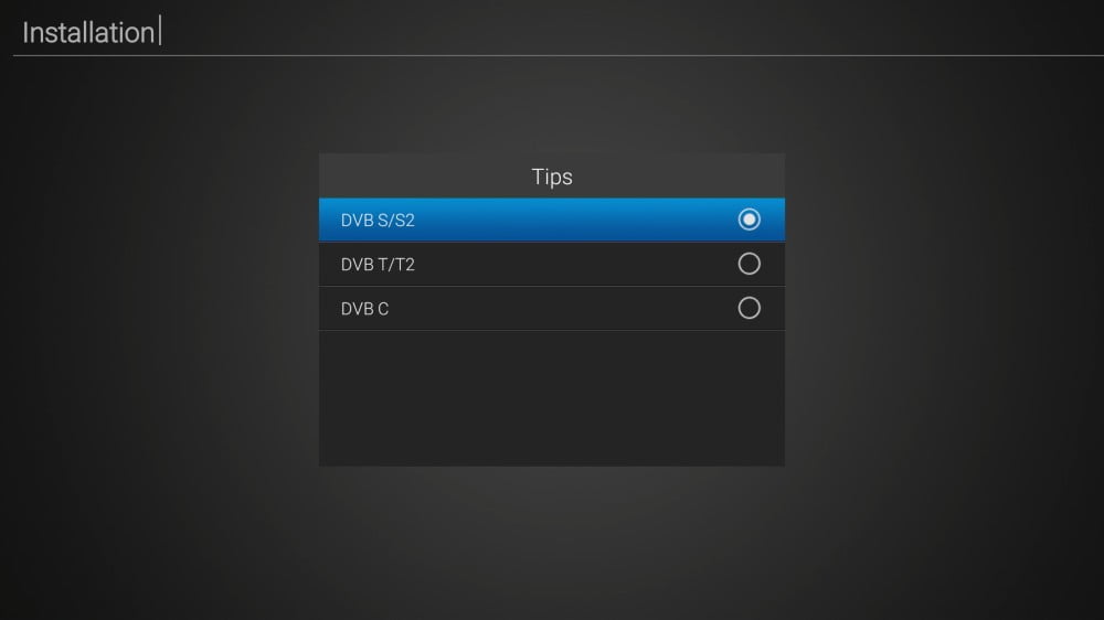 Mecool K7 DVB Tuner menu