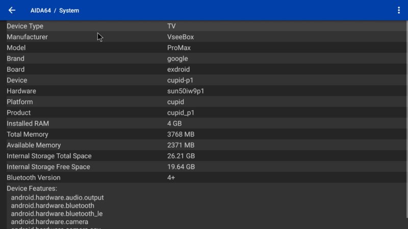 vSeeBox ProMax CPU info vSeeBox ProMax CPU info
