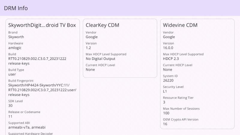 Skyworth LEAP S4 DRM info Skyworth LEAP-S4 DRM info