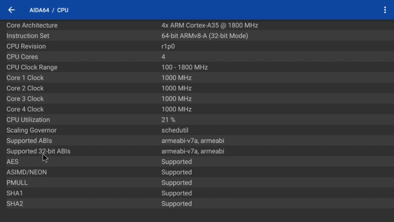 UtrixboxU1 TV Box CPU Info