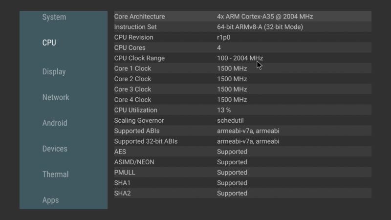 vSeeBox V3 Plus CPU info