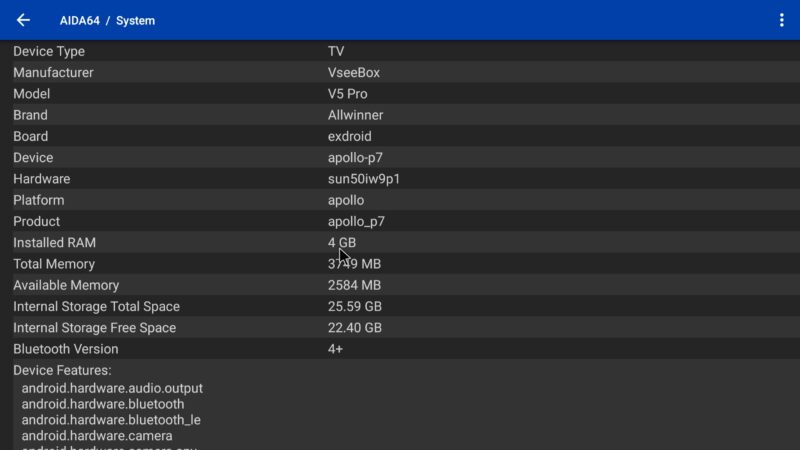 vSeeBox V5 Pro system info vSeeBox V5 Pro system info