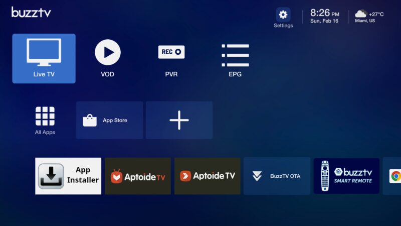 BuzzTV X5 Super Sport launcher BuzzTV X5 Super Sport launcher