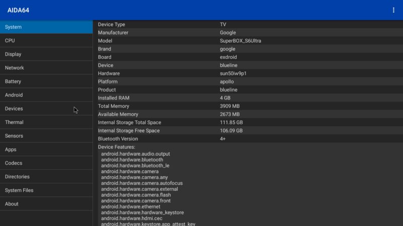 SuperBox S6 Ultra system info SuperBox S6 Ultra system info