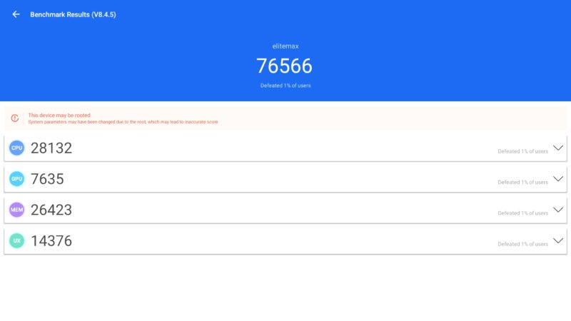Octastream elite max Antutu benchmark
