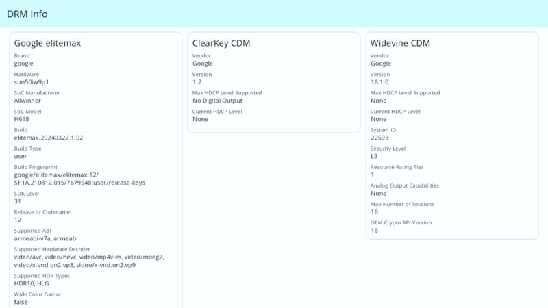 Octastream elite max system DRM info