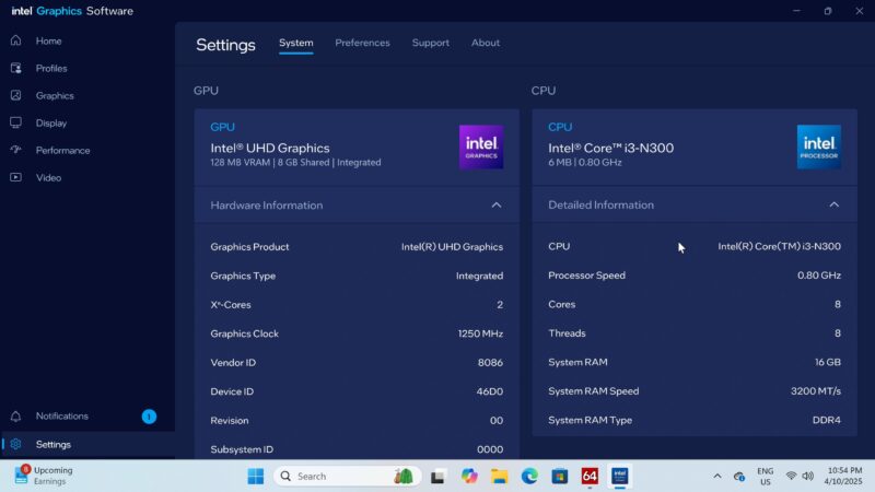 Minix Z300 Mini PC CPU information