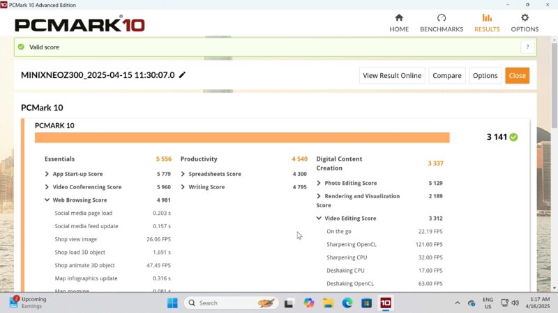 Minix Z300 Mini PC PC Mark 10 benchmark