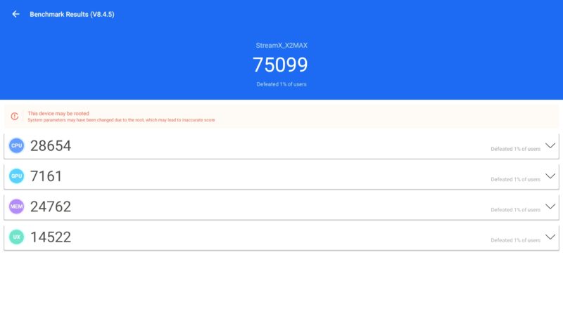 StreamX X2 MAX Antutu benchmark