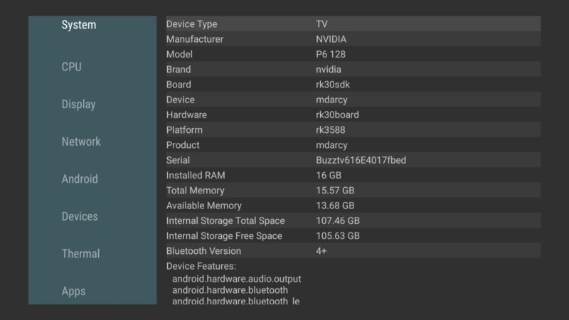 BuzzTV Powerststrion 6 system info