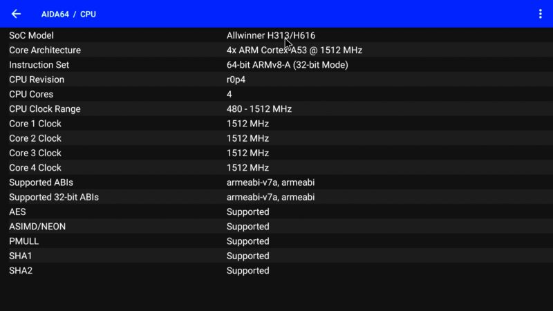 vSeeBox Elite Ultra CPU info