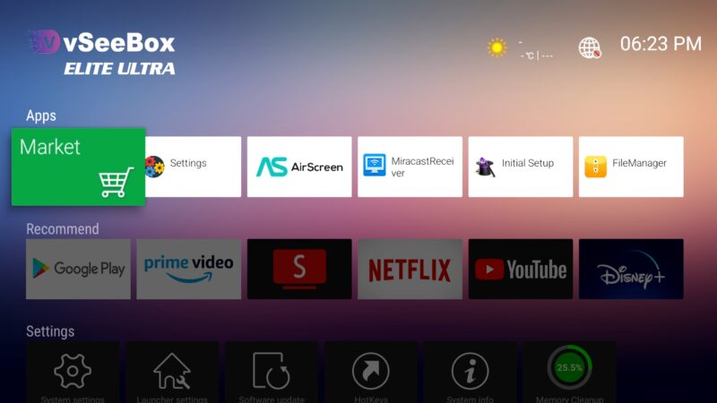vSeeBox Elite Ultra grape launcher