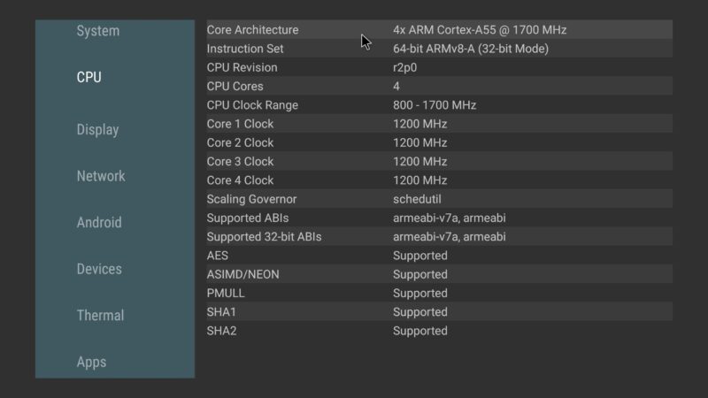 Mecool KM9 Pro Max CPU information