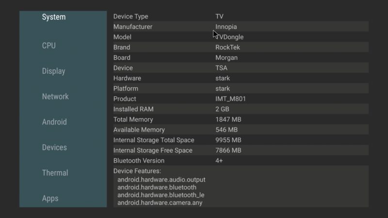 Rocktek GB1 system info