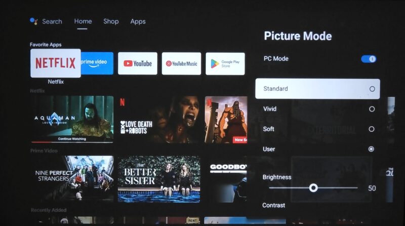 Wanbo Vali1 picture mode display settings