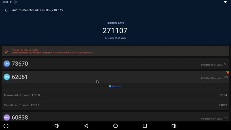 Ugoos AM9 Antutu benchmark