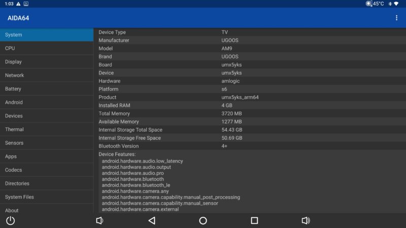 Ugoos AM9 system info