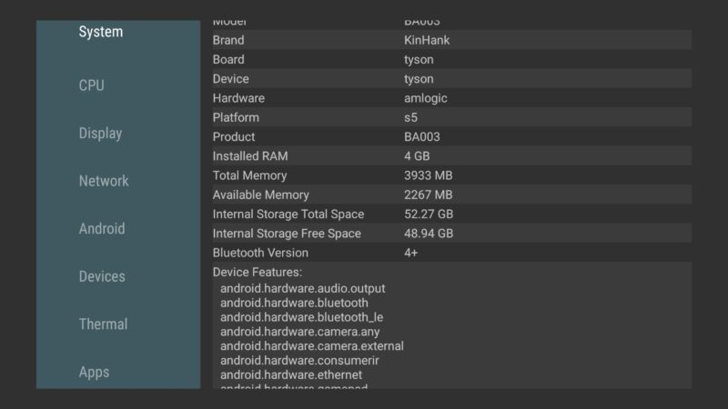 KINHANK K9 system info