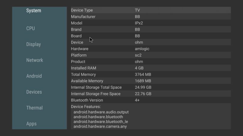 YOKATV IPX2 system info