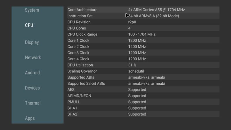 vSeeBox V6 Plus CPU info vSeeBox V6 Plus CPU info