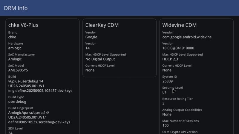vSeeBox V6 Plus DRM info vSeeBox V6 Plus DRM info