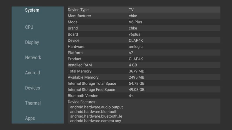 vSeeBox V6 Plus system info vSeeBox V6 Plus system info