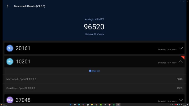 vSeeBox V6 Max Antutu benchmark