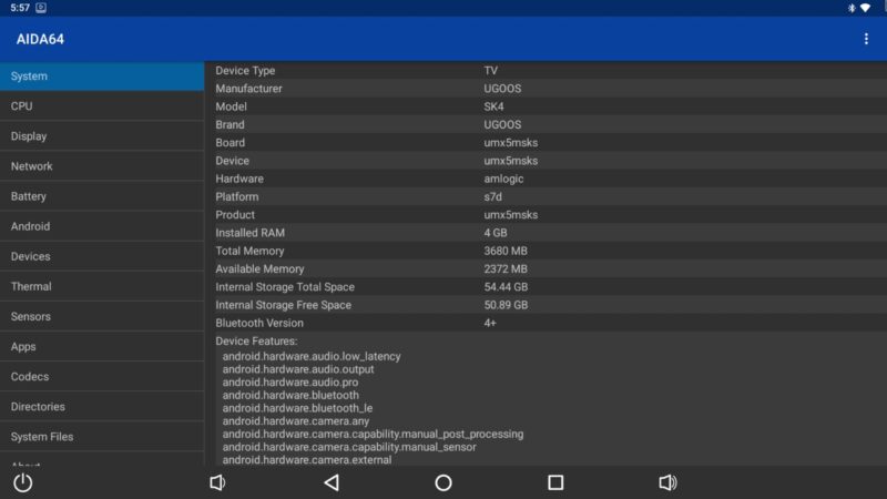Ugoos S4K system info Ugoos S4K system info