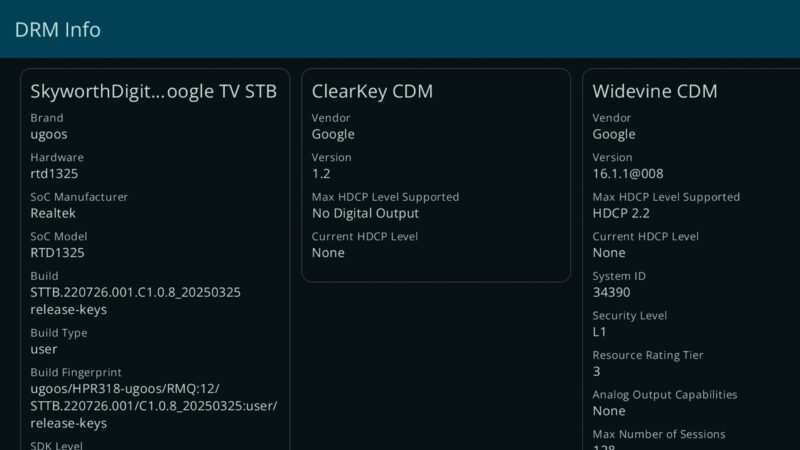 Ugoos SK2 DRM in for