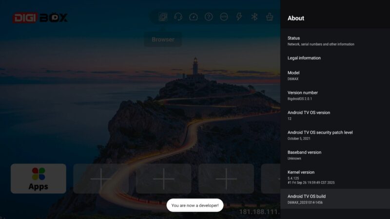 DiGiBox D6 Max developer options enable
