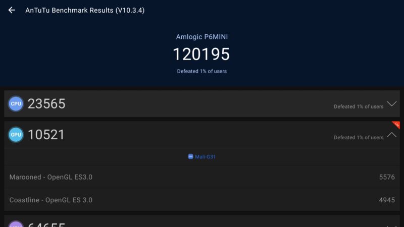 WE2USAT P6 Mini Antutu benchmark