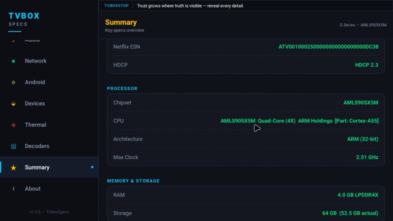 BuzzTV G Series CPU info