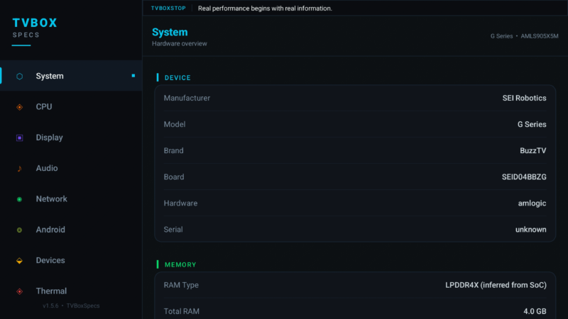 BuzzTV System infomation