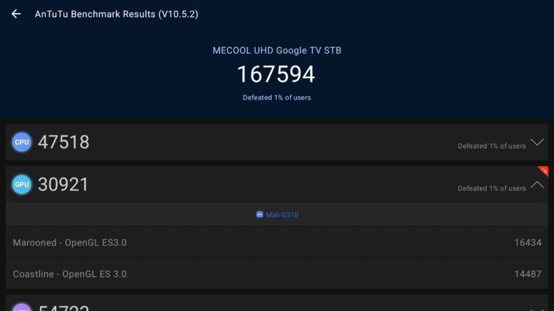 Mecool MEon1 TV box Antutu benchmark Mecool MEon1 TV box Antutu benchmark