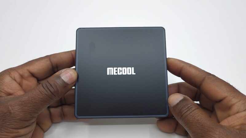 Mecool MEon1 TV box top branding Mecool MEon1 TV box top branding