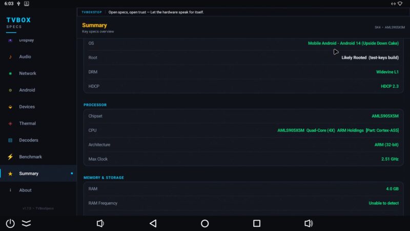 Ugoos SK4 Pro Google Widevine DRM info