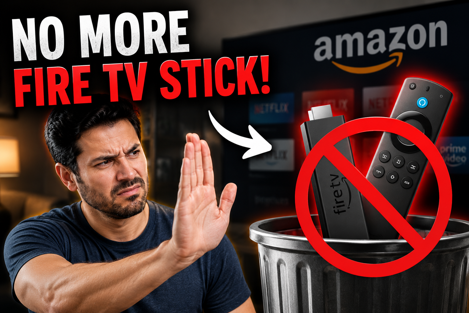 Man saying no to the Amazon fire TV Stick