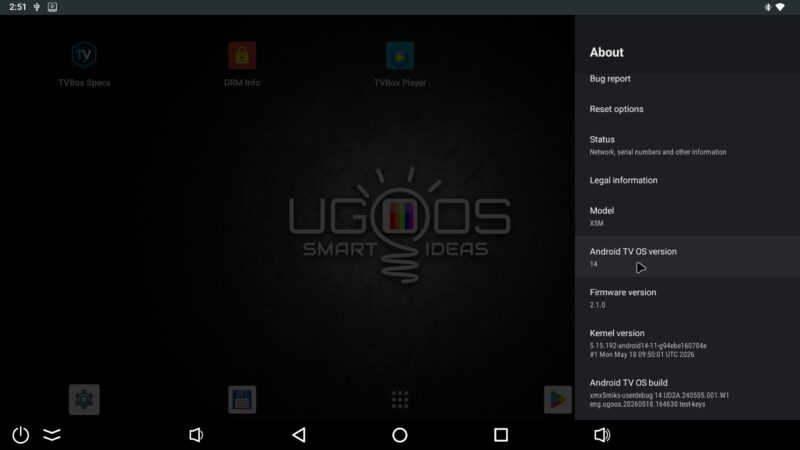 Ugoos X5M Pro about system information